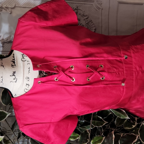 Paule Ka Paris Tie Front Shift Dress With Pockets NWT 42 - Picture 3 of 15